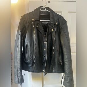 Vintage “Unik” Studded Black Leather Motorcycle Jacket